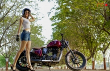 Sexy model on Royal Enfield Photography