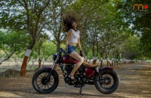 Girl on Motorcycle Royal Enfield Photography