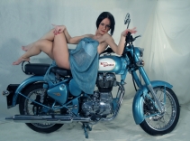 Sexy Girls On Royal Enfield Motorcycle Photo, Click To Enlarge.