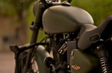 military_green_royal_enfield_bullet_by_Rajputana_custom_motorcycle_mirror