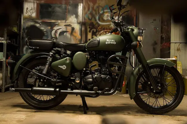 Royal Enfield Classic custom paint military green by EIMOR Custom Hyderabad