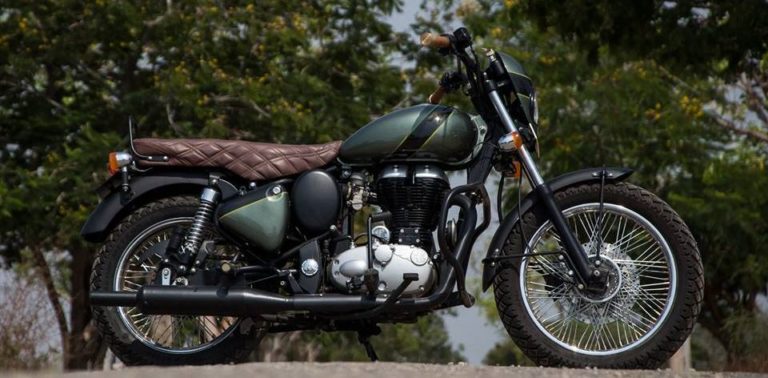 Mr Oliver ~ Olive Royal Enfield by Eimor Customs