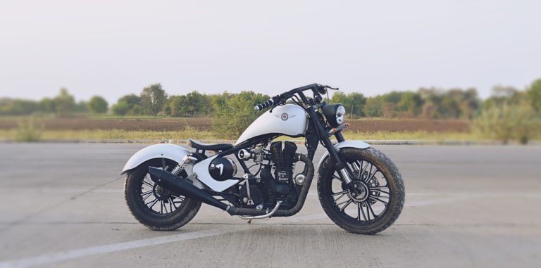 Custom Chooper based on Royal Enfield thunderbird AVL by amateur builder