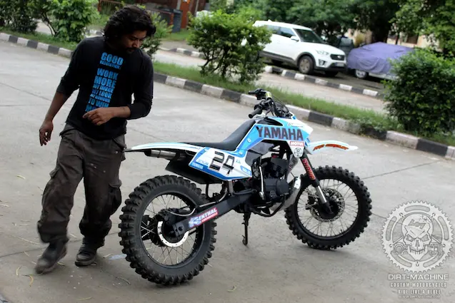 Custom Yamaha RX 135 two-stroke off-road bike by Dirt Machine Custom Indore