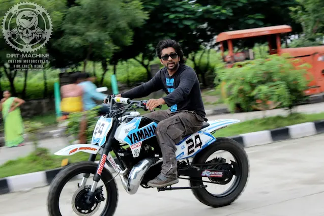 Yamaha RX 135 off-road conversion with knobby tyres and custom exhaust