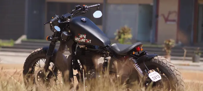 EBS Customs Bombay Royal Enfield Classic bobber build side profile