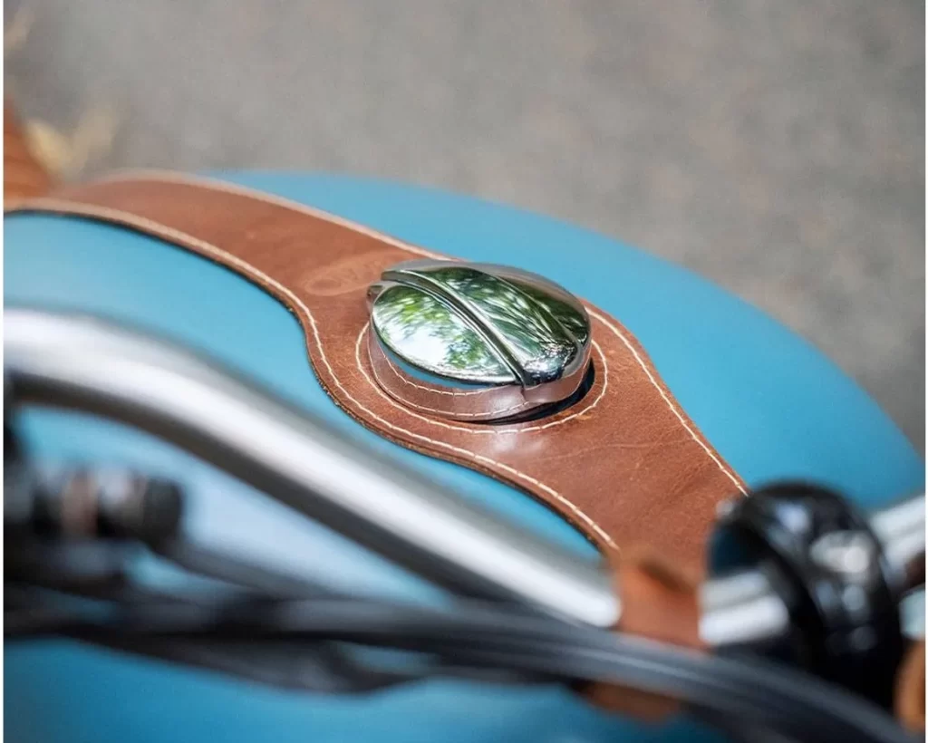 Fuel tank and paint detail on Royal Enfield Interceptor 650 custom