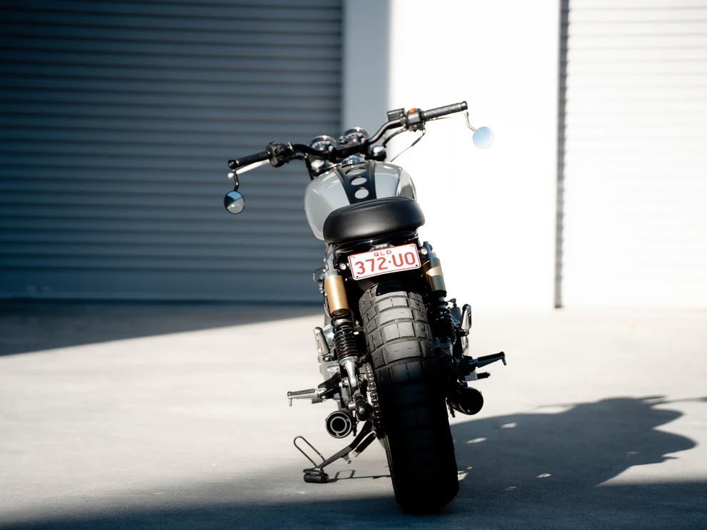 Tail tidy and integrated LED lighting on Interceptor scrambler