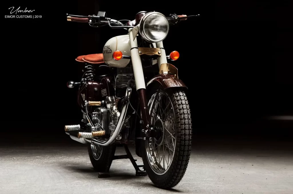 UMBER Royal Enfield Standard 350 custom motorcycle in workshop