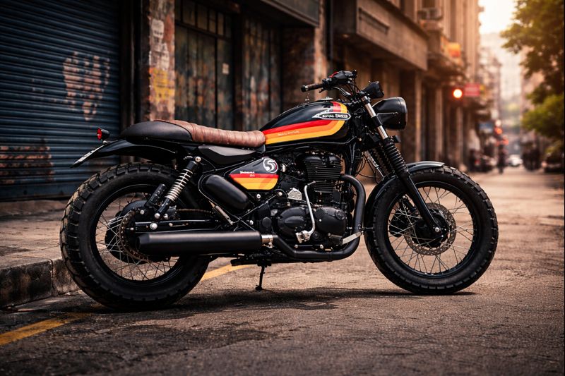 Side view of Bulleteer Customs Royal Enfield Thunderbird 500 custom build