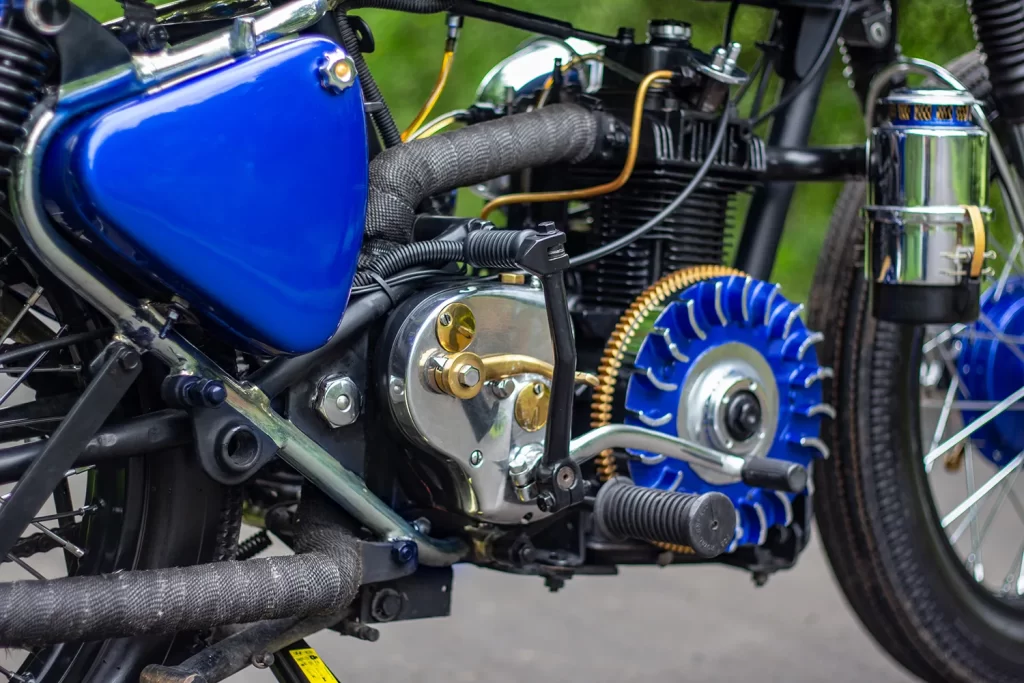 Diesel Royal Enfield Bullet 350 custom motorcycle in workshop