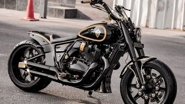 Royal Enfield Interceptor 650 cruiser custom motorcycle on display