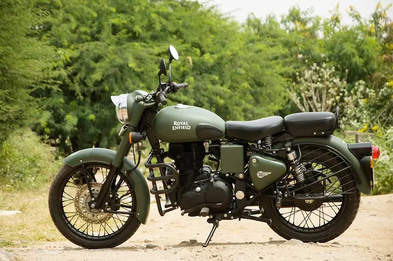 Royal Enfield olive green motorcycle custom paint India