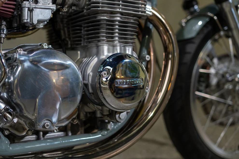 Purpose Built Moto CB550 four-cylinder engine detail