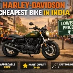 Harley Davidson X440 cheapest Harley Davidson bike in India showing cruiser design and price