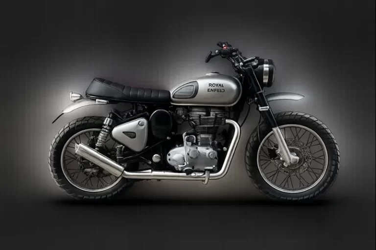 JD Customs bolt-on kits for Royal Enfield showing seat, rear fender, rack and headlight upgrades
