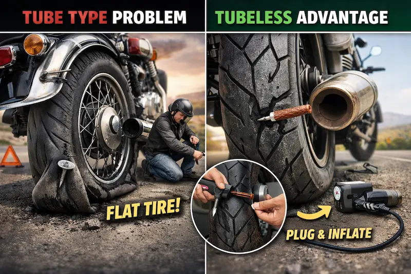Tubeless Conversion for Royal Enfield – Cost, Pros & Cons with Product Options in India.