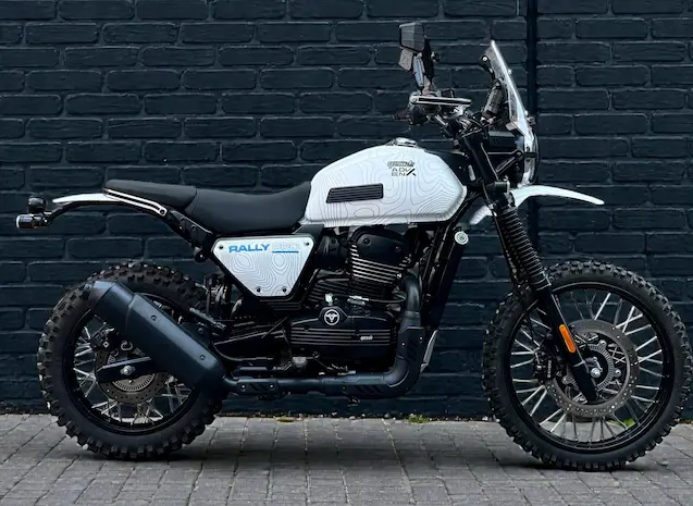 Rally Pro wrapped Yezdi Adventure customized by Bombay Custom Works off-road