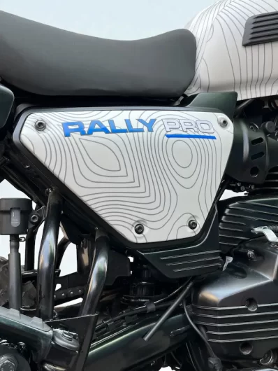 Bombay Custom Works Yezdi Adventure with Rally Pro wrap in muddy adventure setting