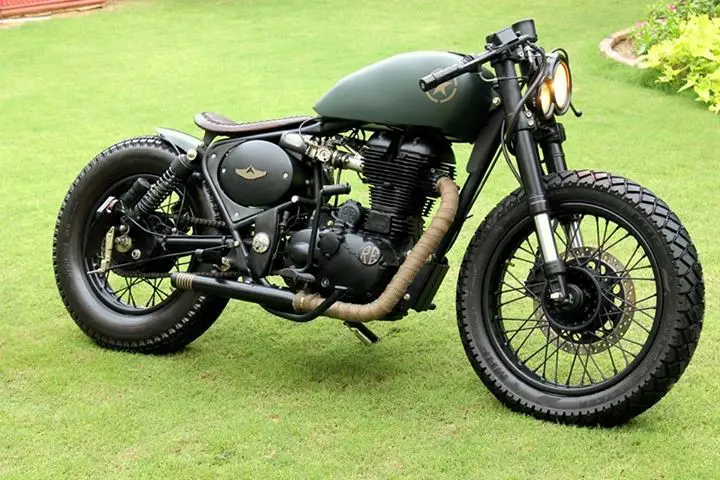 Civilian olive green Royal Enfield repaint without military markings