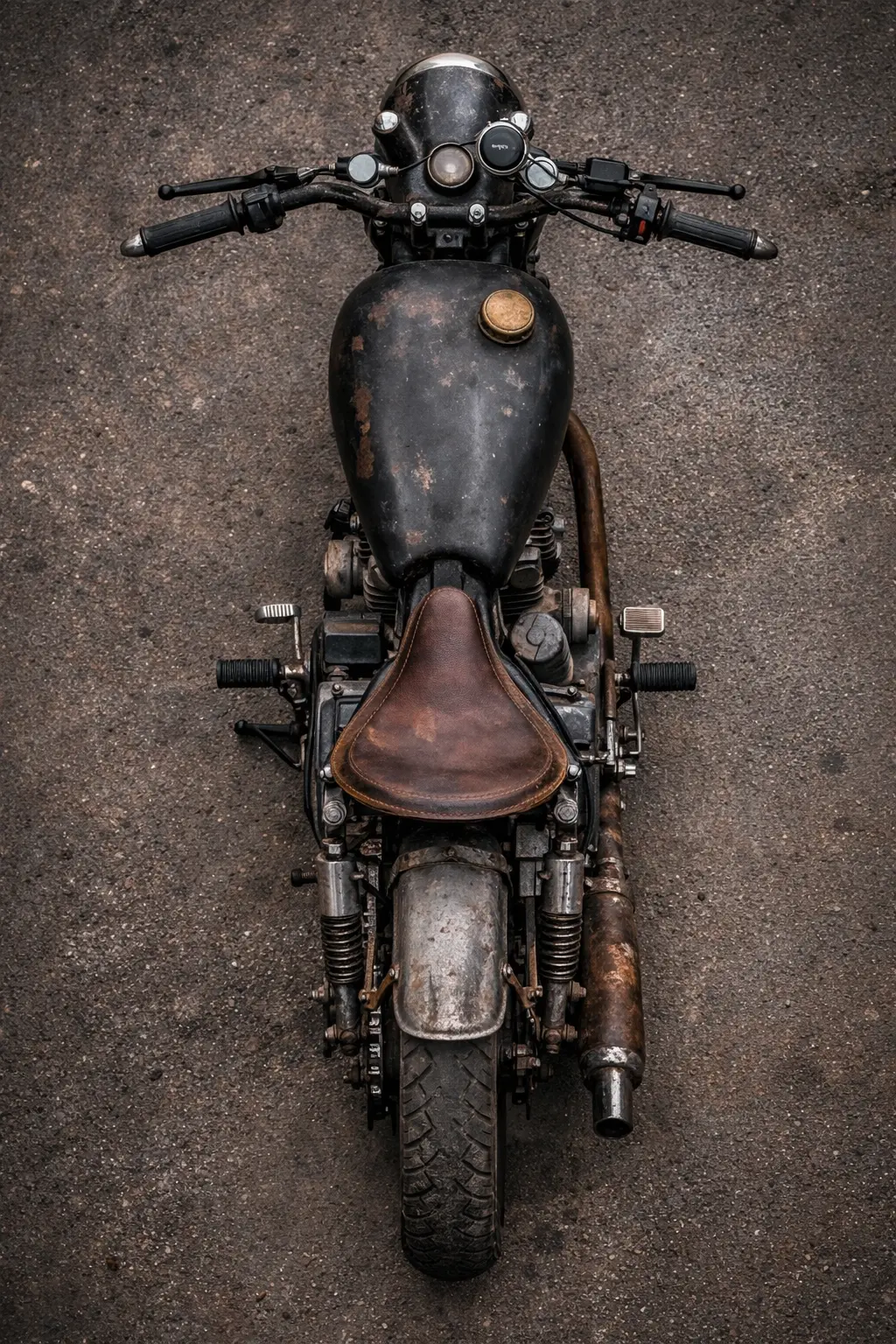 “Old school Bullet bobber front rear profile”