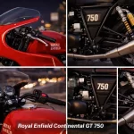 Royal Enfield Continental GT 750 detailed view showing engine, suspension, exhaust and cafe racer features