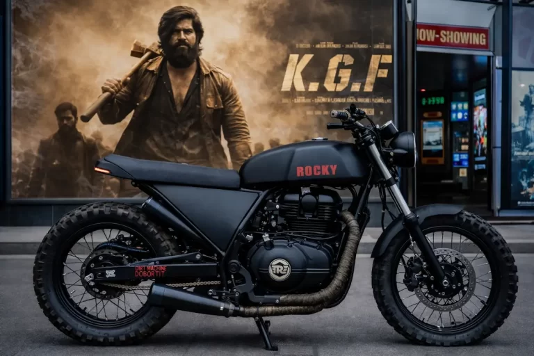 Royal Enfield Himalayan KGF custom build by Dirt Machine with matte black styling and rugged modifications
