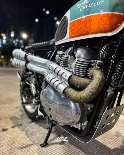 Interceptor 650 with twin exhaust wrap scrambler setup