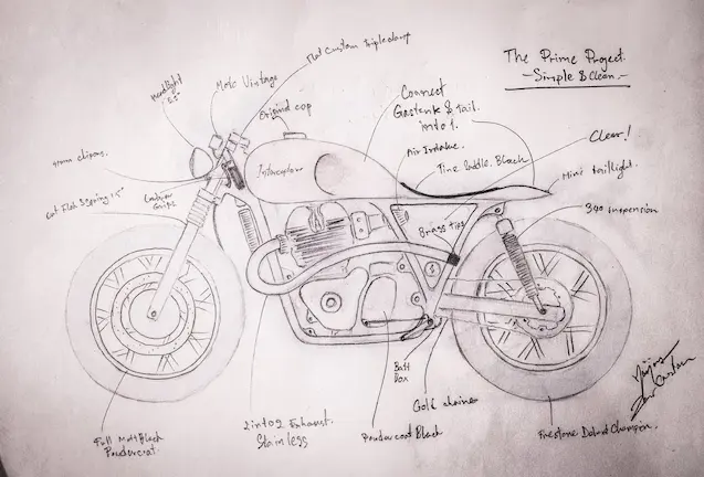 Royal Enfield Interceptor 650 Zeus Custom design sketch cafe racer concept