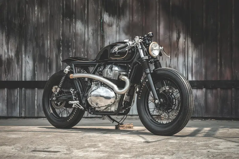 Royal Enfield Interceptor 650 cafe racer custom build by Zeus Custom Prime Project full side view