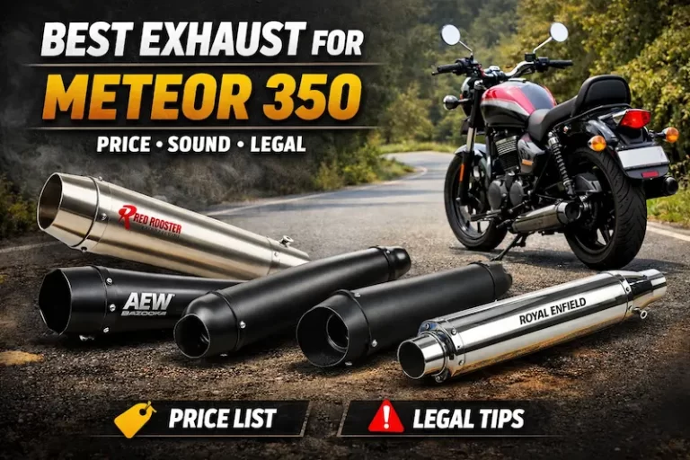 Best exhaust for Royal Enfield Meteor 350 with price, sound comparison, and legal aftermarket exhaust options
