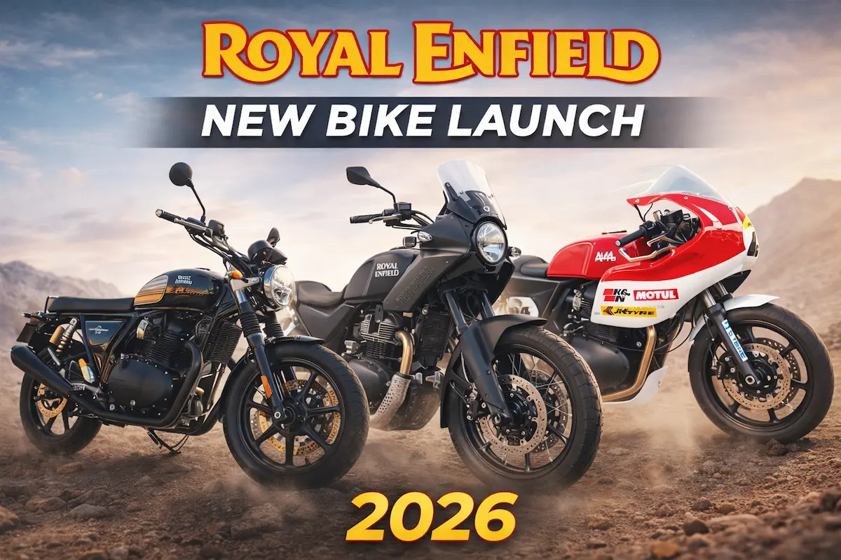 Royal Enfield New Bike Launch 2026 featuring three upcoming models in classic, adventure, and cafe racer styles